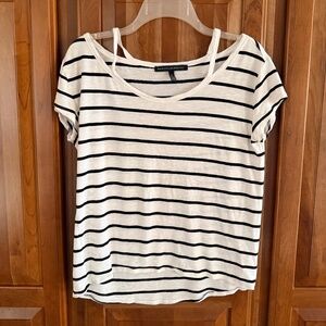White House Black Market black and white striped tee S